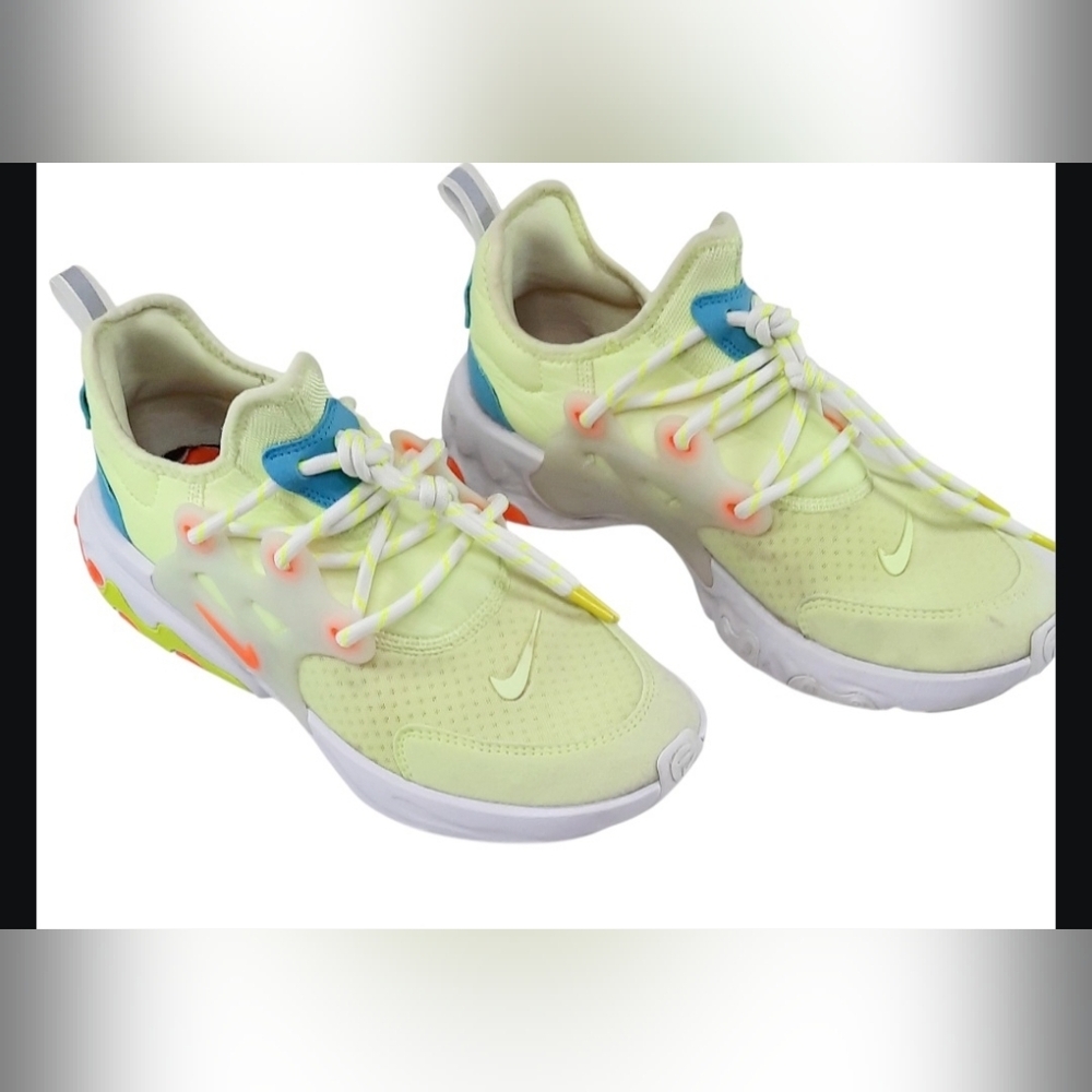 Nike react Presto Gs Barely Volt Crimson Hyper BQ4002-700 7Y/ Womens Sz.8.5 - Picture 3 of 5